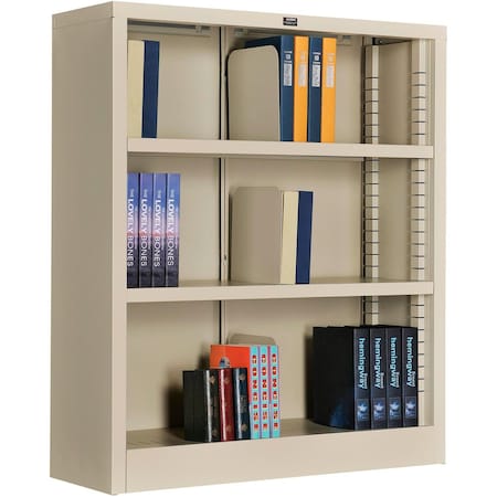 Global Industrial All Steel Bookcase 36 W x 12 D x 42 H Putty 3 Openings 277440PY